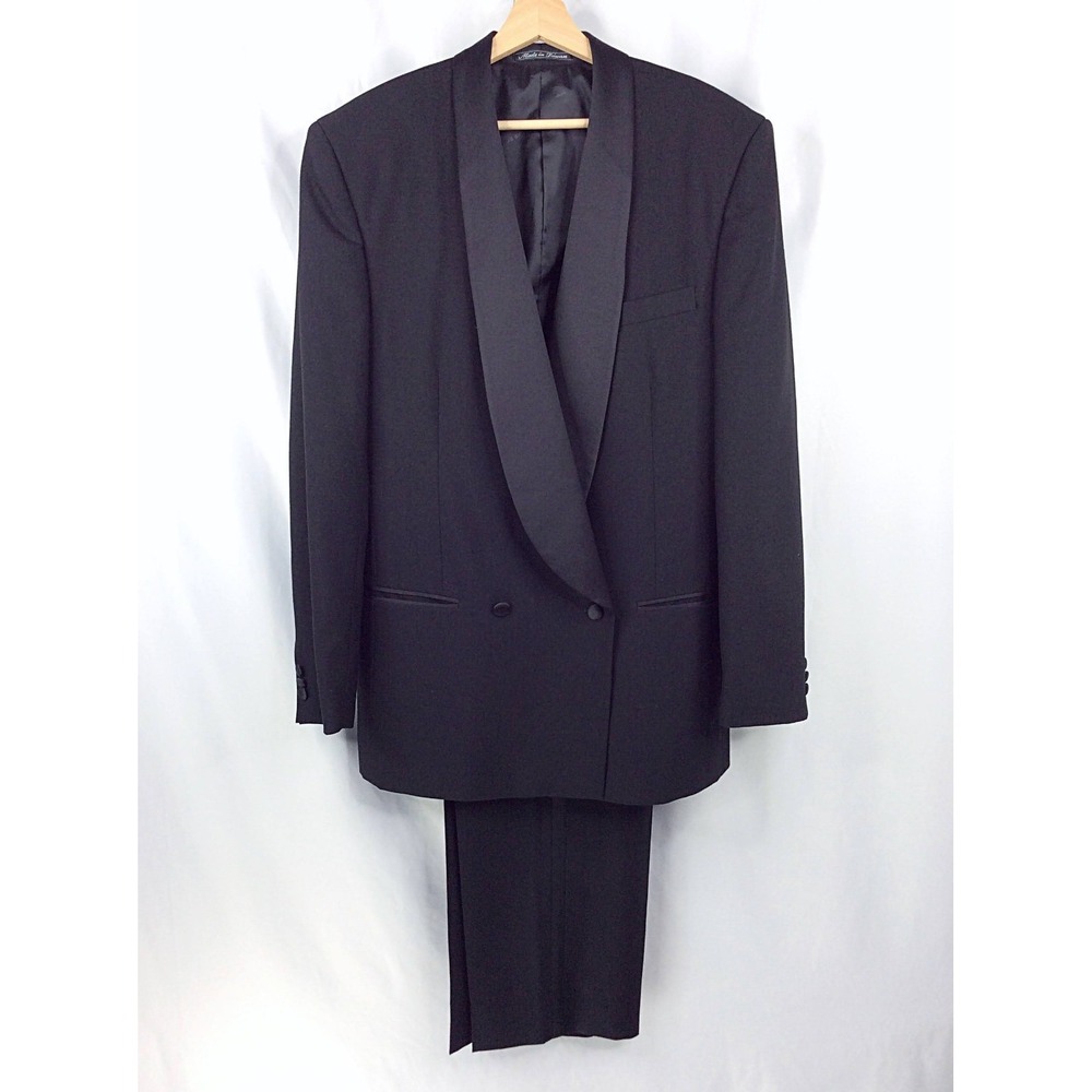 Pierre Balmain Men's Tuxedo Suit Size 43L Black 100% Pure New Wool